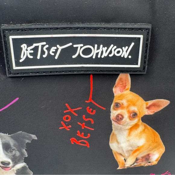 NWOT Betsey Johnson Black Insulated Lunch Bag Tote with Dog Print - Picture 2 of 7